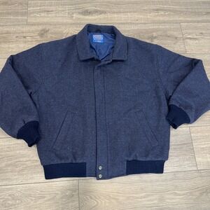 Pendleton Blue Lobo 100% Virgin Wool Collared Jacket Men's Large EUC